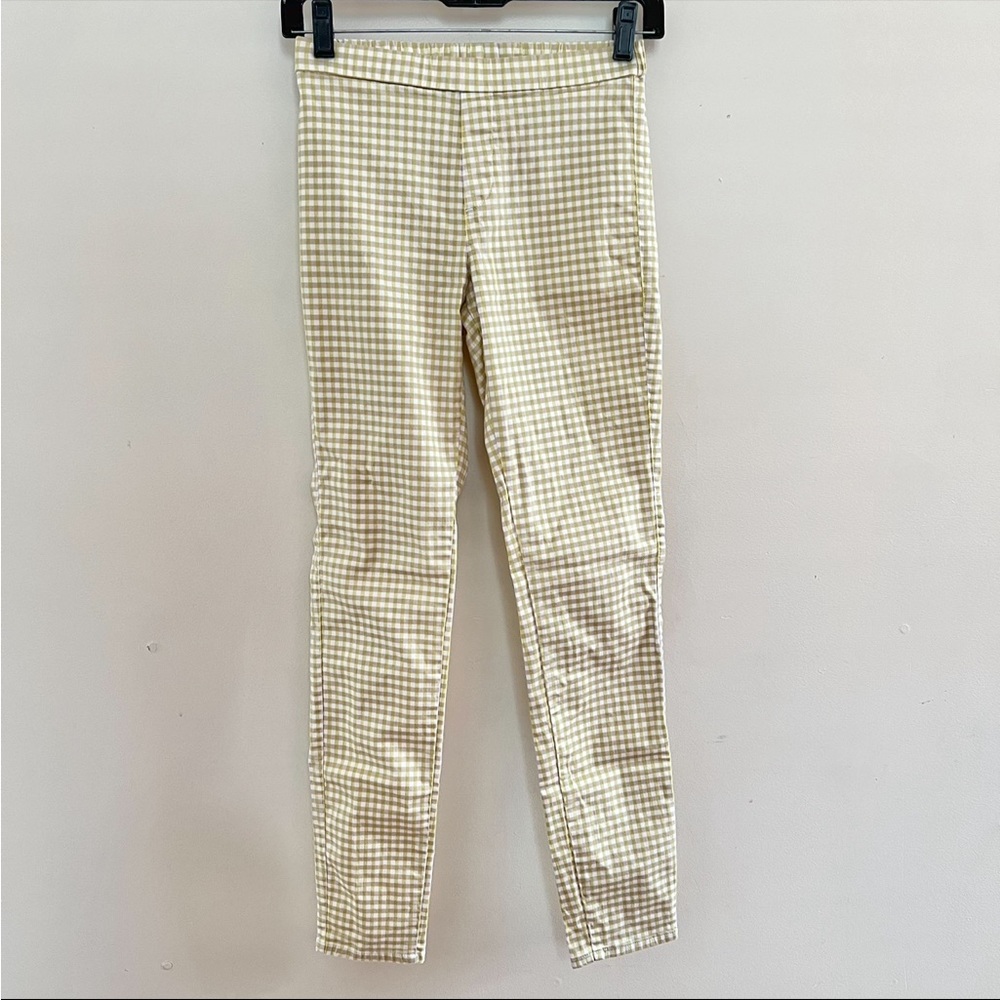 Uniqlo Lime Yellow Green & Cream Gingham Pants